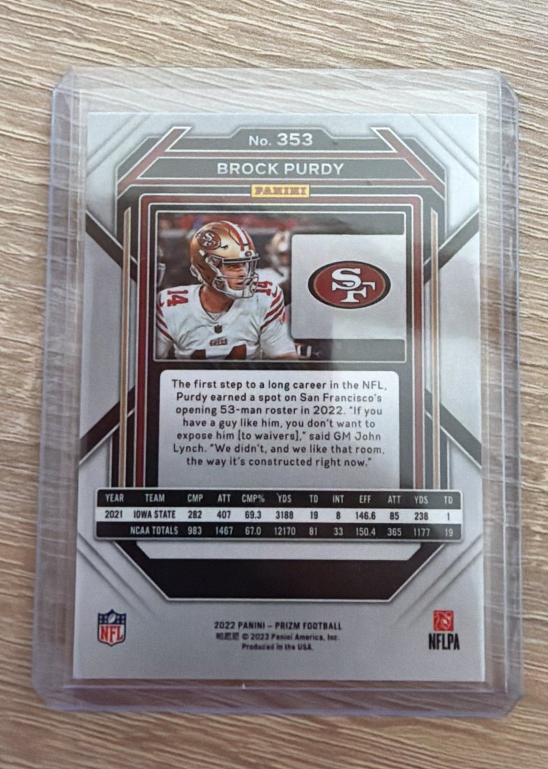 Brock Purdy · Base · 2022 Panini Prizm Football · #353